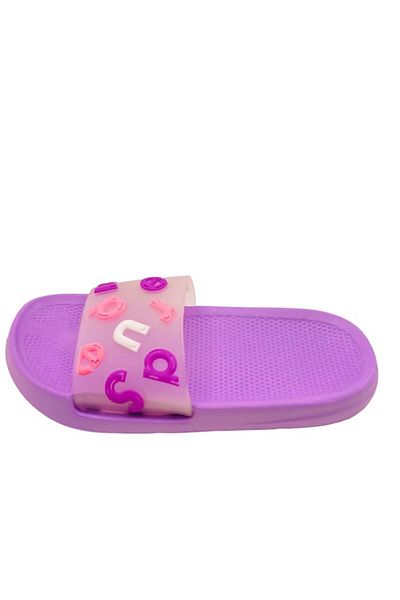 CRACOS Women's Beach Slippers, Purple With Alphabet Print, Size 36-37, 23 Centimeters
