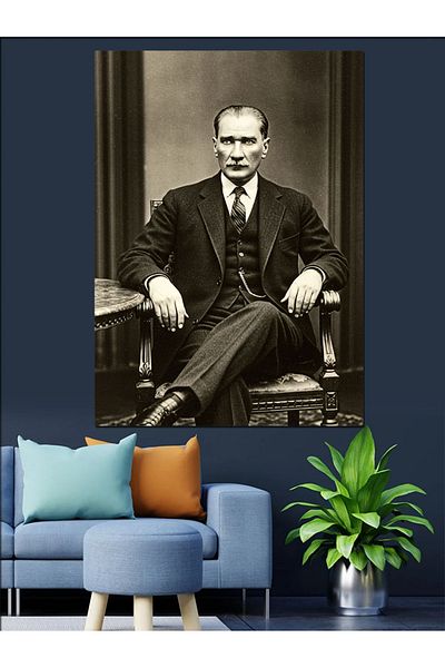 Tablomega Mustafa Kemal Atatürk Decorative Canvas - Mdf Wooden Painting