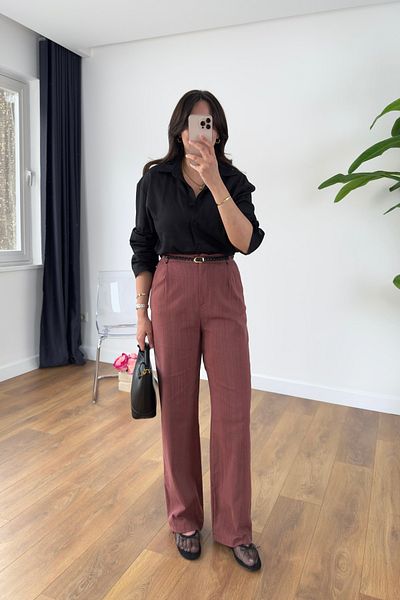 BİRCANÇİL Efna Tile Belted Linen Trousers