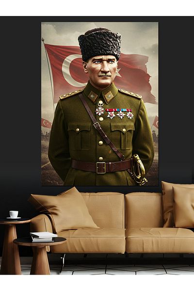 Tablomega Mustafa Kemal Atatürk Decorative Canvas - Mdf Wooden Painting