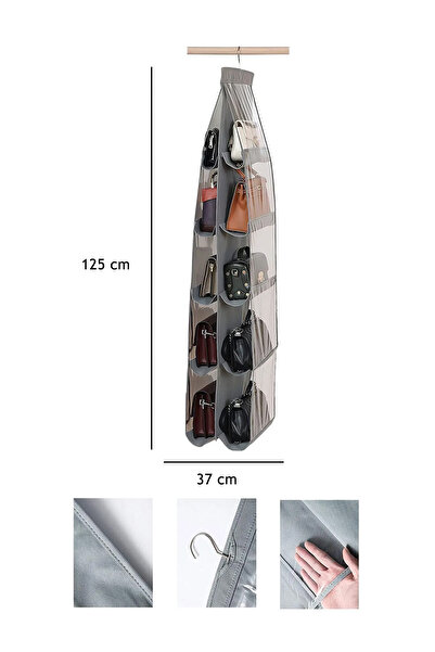 Smyak 10 Pockets In-Cabinet Bag and Shoe Organizer Large Volume Organizer with Transparent Windows 125cmx37cm