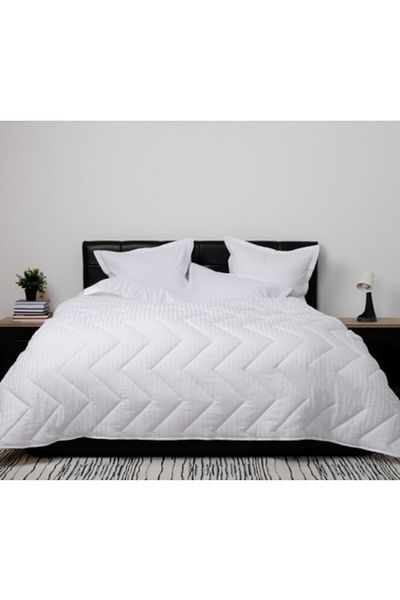 Pucioasa Winter wool quilt with cotton (damask) face 180x210cm, Pucioasa, White