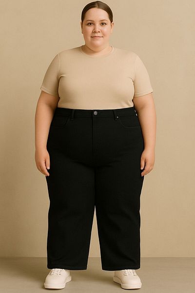 ELONİ Women's Extra Large Size Loose Wide Leg Lycra Jeans