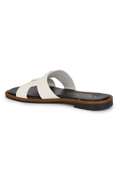 Superlative Papuci dama din piele naturala alba cu talpa joasa 18313