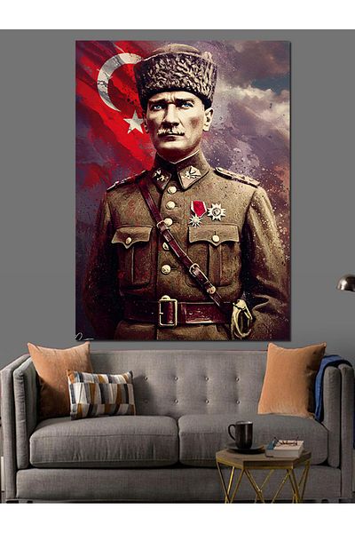 Tablomega Mustafa Kemal Atatürk Decorative Canvas - Mdf Wooden Painting