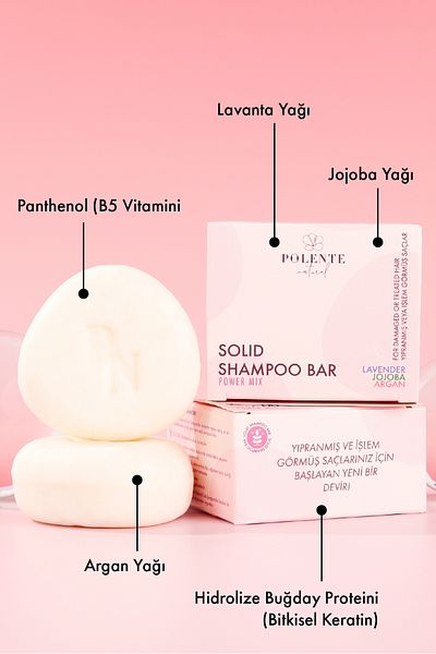 Polente Natural 110 Gr Solid Shampoo - Repairing and Nourishing Hair, Damaged and Processed