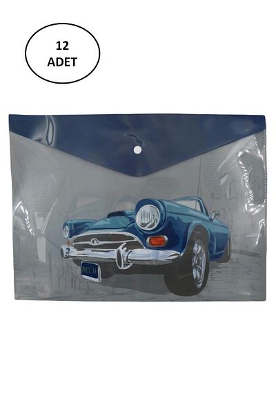 PRATİKOBA Puti Patterned A4 Snap File 2 Vehicle Patterned (Pack of 12)