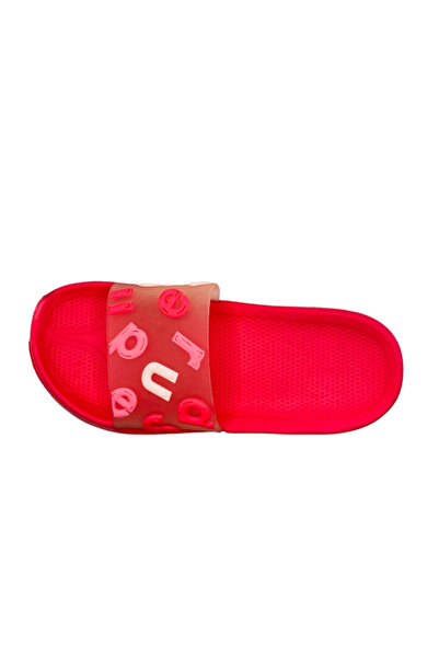 CRACOS Women's Beach Slippers, Red With Alphabet Print, Size 40-41, 25 Centimeters