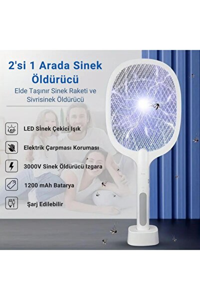 Genel Markalar Şarjlı 12000mah 300v 5 Katmanlı Uv Işıklı Elektrikli Sivrisinek Öldürücü Raket Sinek Öldürücü