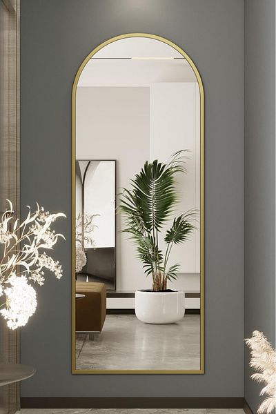 Marsah Home Oglinda De Perete Semiovala 180x70 Cm Auriu