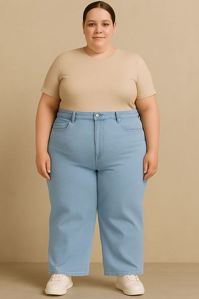 ELONİ Women's Extra Large Size Loose Wide Leg Lycra Jeans