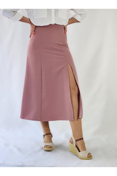 YAXİ GÜL KURUSU YIRTMAÇLI BOL KESİM DOKUMA ETEK