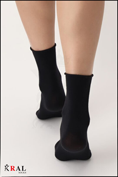 KRAL SOCKS Women's Roll-Top Elastic Seamless Bamboo Socket Socks 4 Pairs