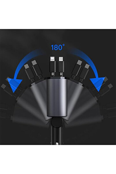Generic 4 in 1 Retractable Car Charger, Fast Car Charger 120W, USB Car Charger (1Lightning 1TypeC)
