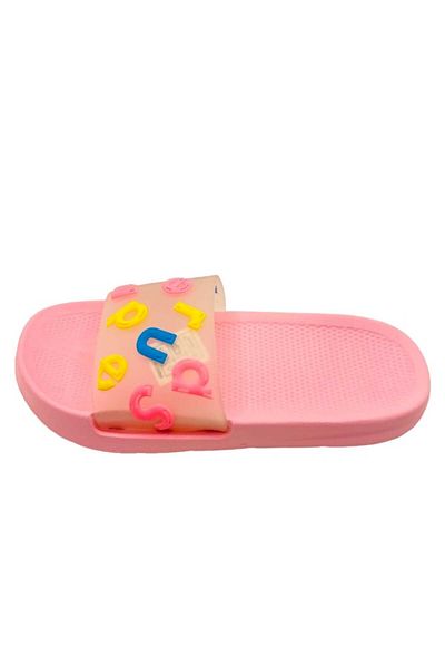 CRACOS Women's beach slippers, pink with alphabet print, size 36-37, 23 centimeters