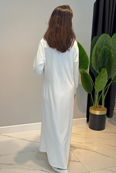 Nuss Βασικό Μακρυμάνικο Φόρεμα 2059 Εκρού