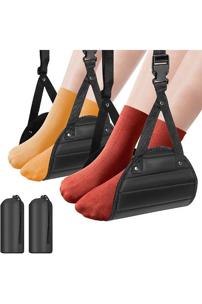 fulina 2PCS Airplane Travel Foot Hammock, Provides Foot Rest for Air Travel, Portable