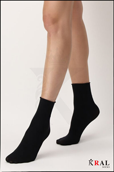 KRAL SOCKS Women's Roll-Top Elastic Seamless Bamboo Socket Socks 4 Pairs