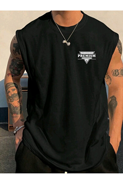 FAVORİST Ανδρικό μπλουζάκι με στάμπα PREMIUM, καλοκαιρινό γυμναστήριο, αμάνικο μονό μπλουζάκι με μανίκια