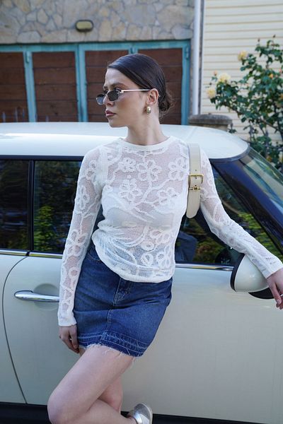 SeninOlsun Ecru Orj Brand Transparent Knitwear