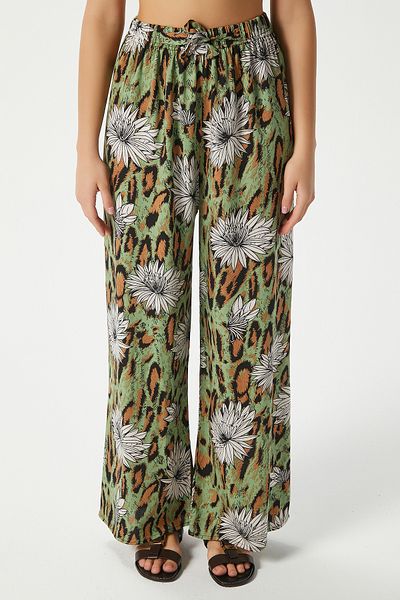 Ritnice Women's Talia Green Elastic Waist 100% Viscose Summer Trousers