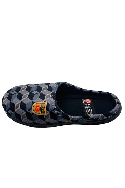 GEZER Men's slippers, gray with geometric shapes, size 45, 28 centimeters