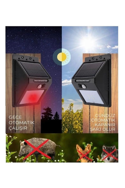 DOM KOV Domuz Ayı Yabani Hayvan Kovucu Güneş Enerjili Lamba Yüksek Işık Kırmızı Çakar Lamba
