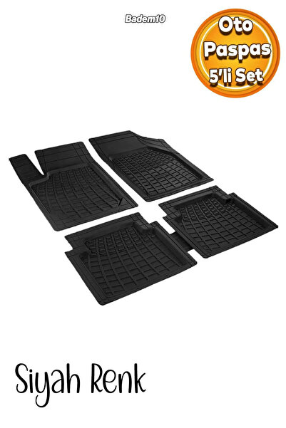 Badem10 Havuzlu oto Paspas 3D Kesilebilir 5 Parça Kauçuk Universal Kokusuz Ka...