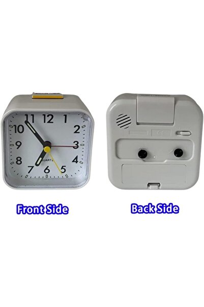 GUIGUZHJ Analog alarm clock without ticks with light and snooze function and top button, white, GUIGUZHJ