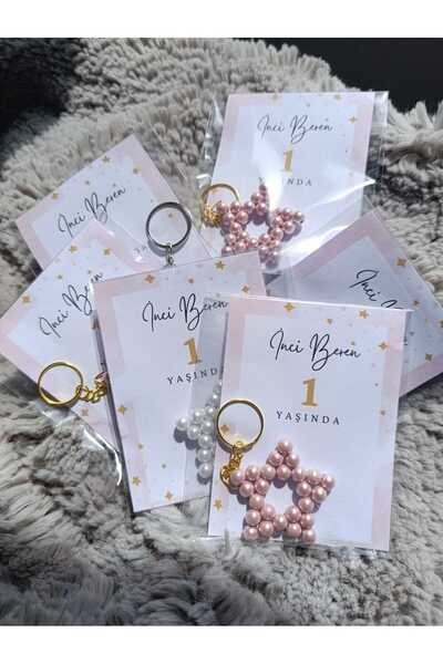 NLYCOLLECTİON İnci̇ Yildiz Anahtarlik 20 Adet (ki̇şi̇ye Özel) Bebek Mevli̇di...