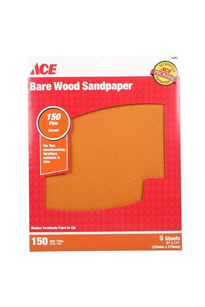 ACE 150 Grit Barewood Sandpaper (22.9 x 27.9 cm, Pack of 12)