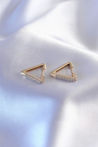 Skygo Gold Color Zircon Stone Triangle Model Women's Earrings - Tj-Bkp7235
