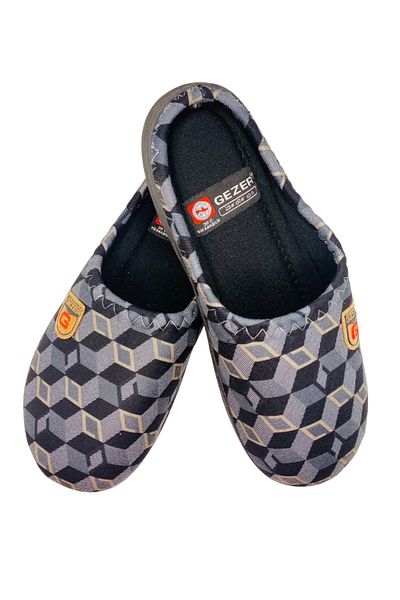 GEZER Men's slippers, gray with geometric shapes, size 45, 28 centimeters