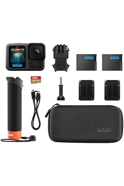 GoPro HERO13 Black Accessory Bundle – 5.3K Video, Enduro Batteries, Floating Grip, 64GB Card, Case