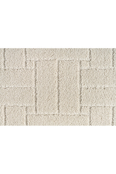 Raschel Carpet Kaymaz Taban Moopy Oval Krem Bukleli Yumuşak Soft Dokuma Yolluk Halı Salon Halısı LP1001A_KREM