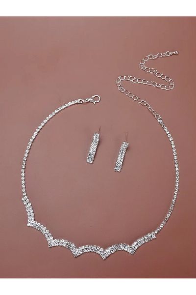 BEREN KILIÇ Hestia Crystal Stone Jewelry Set Necklace Earrings Gift Set Wedding Engagement Promise Wedding Jewelry Set