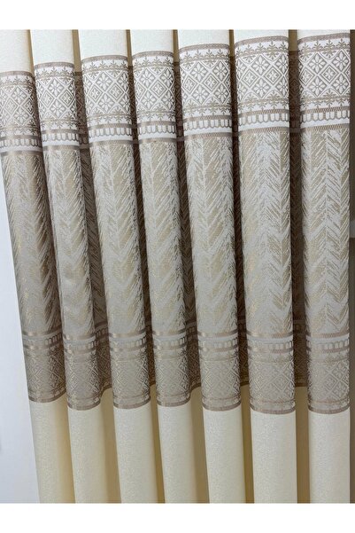 NİVEMESHOME Nivemeshome Avşa Pattern:632349 2004 Cream 1/3 Tight Pleat Background Curtain Apm