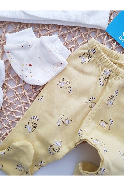 artıbebe 5’li Baby Raccoon Unisex Bebek Hastane Çıkışı Seti | %100 Pamuk Yenidoğan Kıyafet Takımı