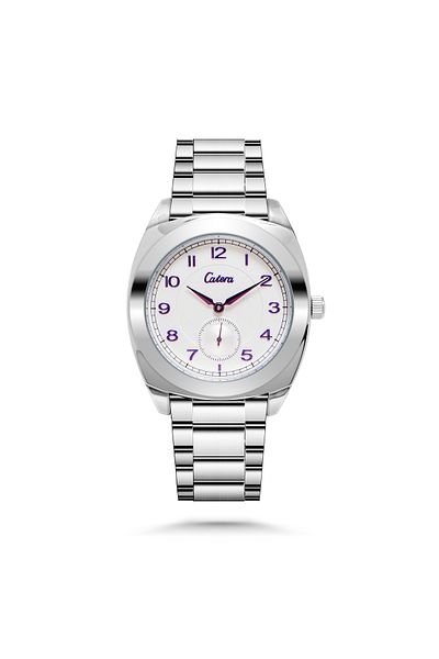 catera Men's steel watch with purple numbers