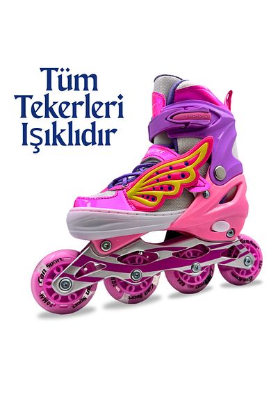 İMVULA Professional Angel Wing Lighted Silicone Wheels Adjustable Child-Adult Roller Skates