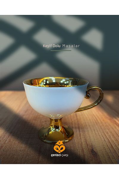 ÇEYİZCİ ÇARŞI ARADIĞIN HERŞEY TEK TIKLA Gold Gilded Luxury 6-Piece Coffee Cup Set – Modern Stylish Elegant Design