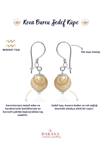 DAKANA JEWELLERY Sertifikalı Doğal Taş Kova Burcu Gümüş Küpe