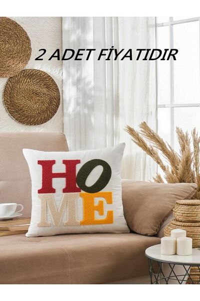 ENESSA Punch Embroidered Throw Pillow Cover 2 Pcs Home Patterned Punch Throw Pillow