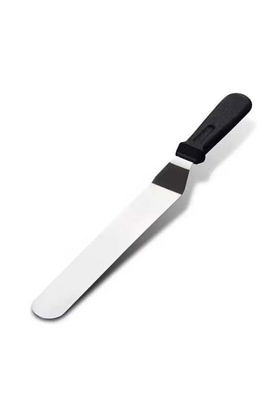 PUFO Spatulă metalică pentru decorarea torturilor, 32 x 3 cm, argintiu/negru