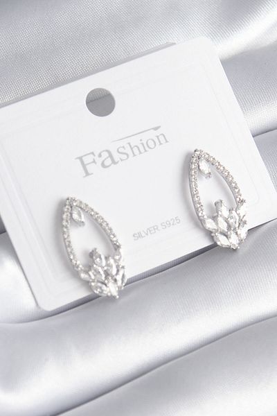 Skygo Brass Silver Color Zircon Stone Women's Earrings - TJ-BKP8443