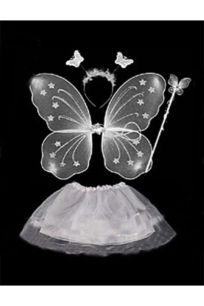 Emperium White Butterfly Costume - White Butterfly Costume Accessory Set 4 Pieces (5122)