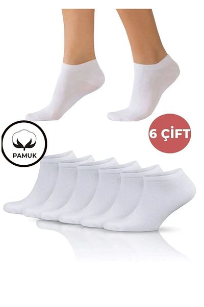 Sosyete dolabı 6 Pairs Cotton, Flexible and Comfortable Unisex Plain White Short Booties Socks