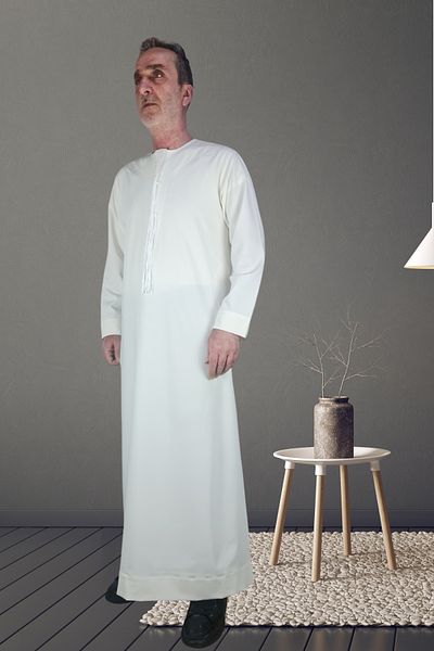 Royal Attire Hajj Umrah V Design Hooded Long Sleeve Pocket Summer Cellabies