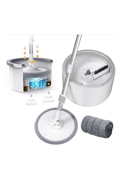 Denx 360 Degree Rotating Smart Mop and Bucket, Self-Separating Flat Mop Set with 2 Microfiber Pads