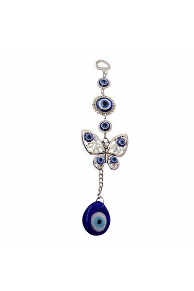 PUFO Amuletă Feng Shui pentru protecție și noroc, model fluture și Ochiul lui Horus, argint